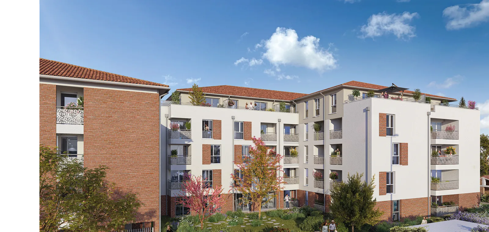 Les façades sur jardin et les terrasses en dernier étage